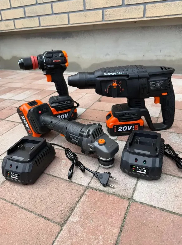 Набір інструментів Stromo PA-215SET (болгарка, перф., шуруповерт, 3АКБ, 2ЗП)