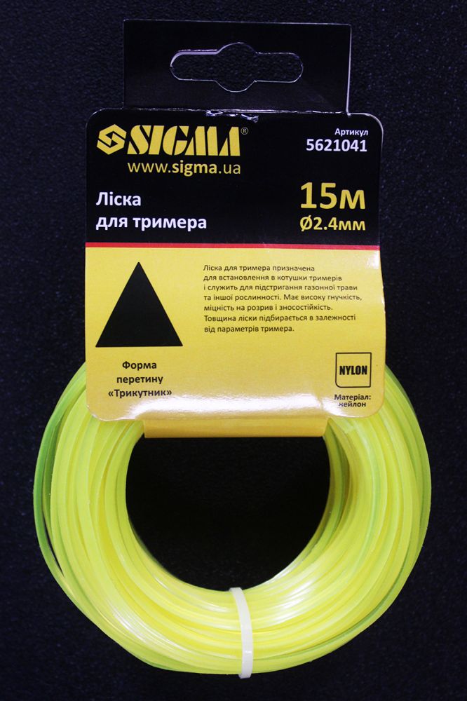 Леска для триммера треугольник 2.4мм 15м Sigma