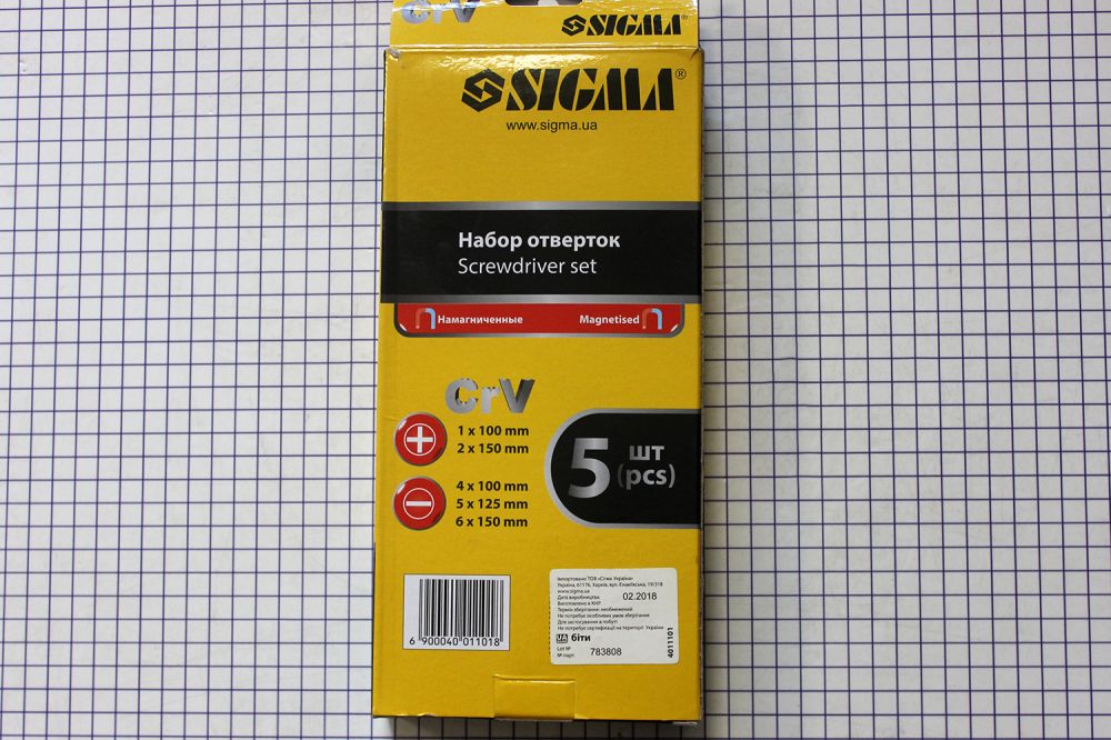 Набор отверток 5шт СrV Sigma (4001101)