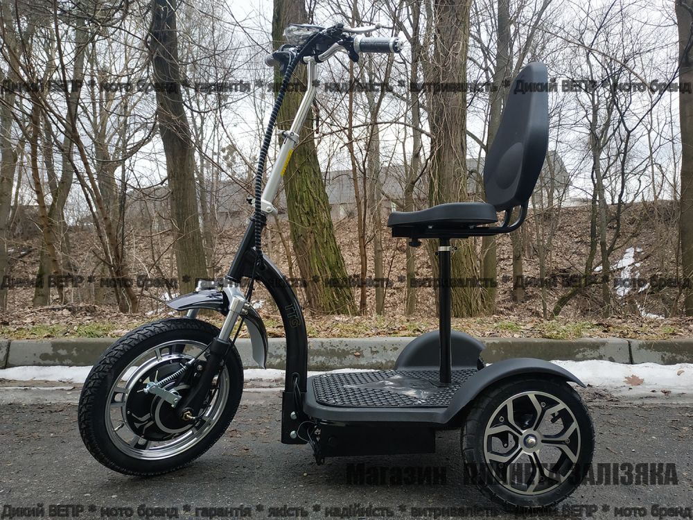 Електросамокат T06-3 48v 500W 12Ah - SM чорний з сидінням (сидіння - спинка)