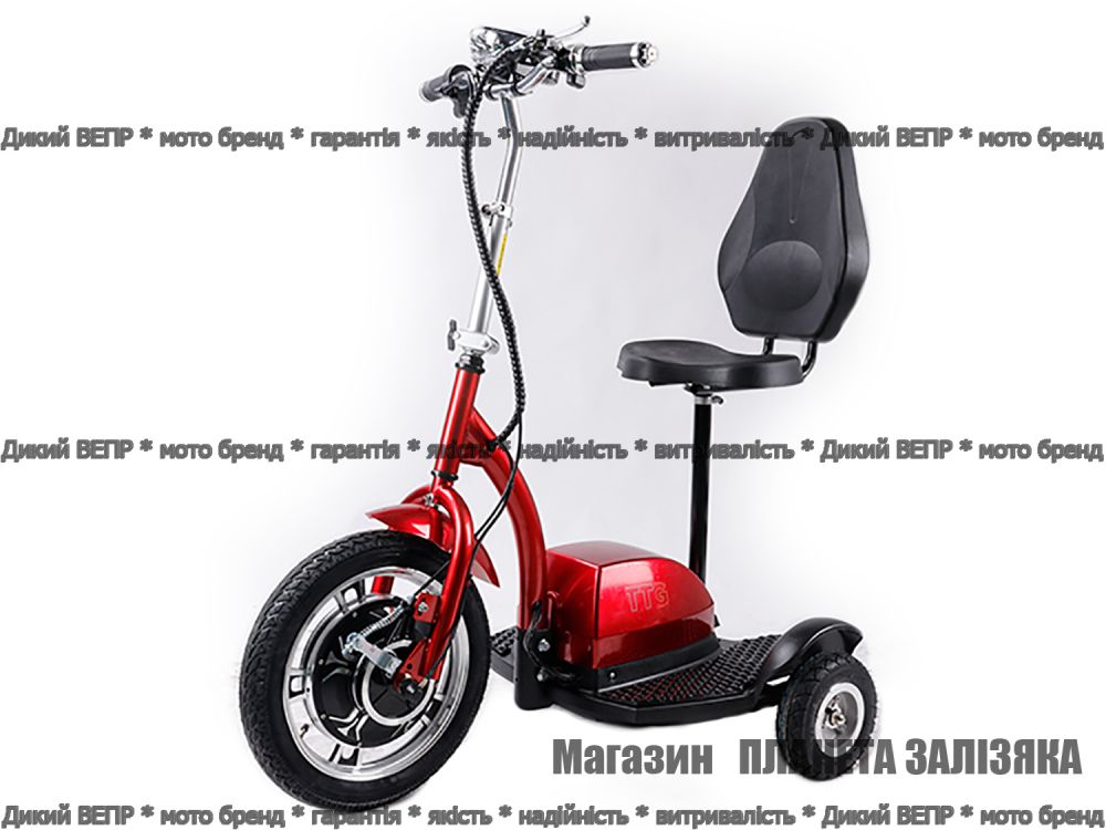 Электросамокат T06-2 48v 500W 12Ah - SM красный с сиденьем (сиденье — спинка)