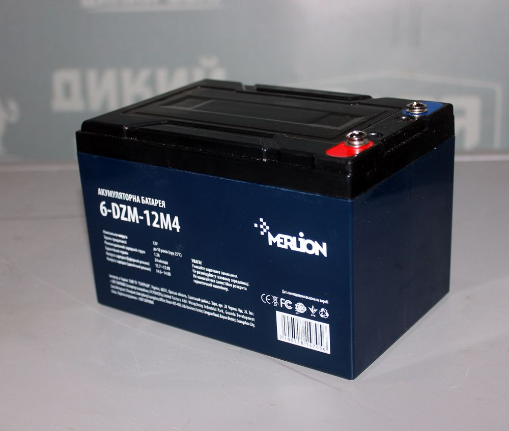 Акумуляторна батарея Merlion AGM 6-DZM-12M4 12V 12Ah для електровелосипеда Заря Силач