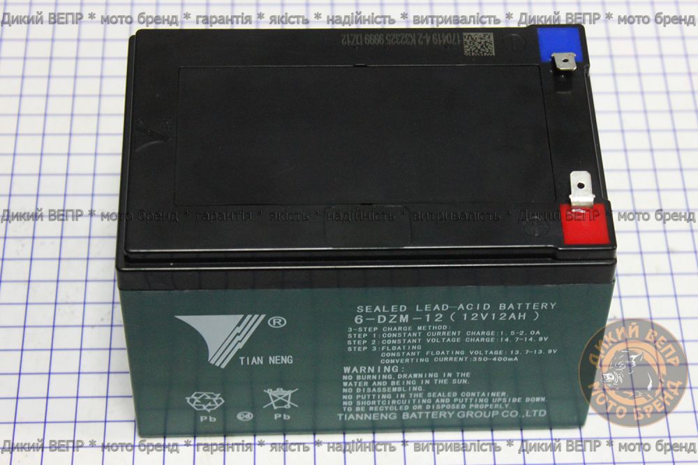 Акумулятор TIAN NENG 6-DZM-12 12V 12Ah для електровелосипеда Заря Стриж