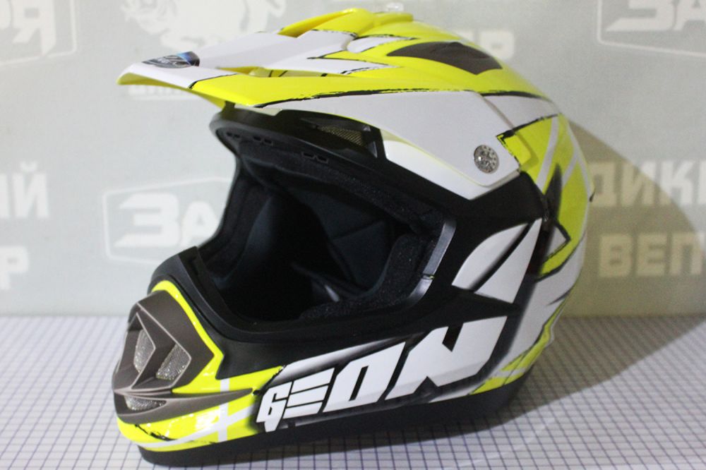 Шлем GEON 614 Кросс MX-Spirit белый-желтый
