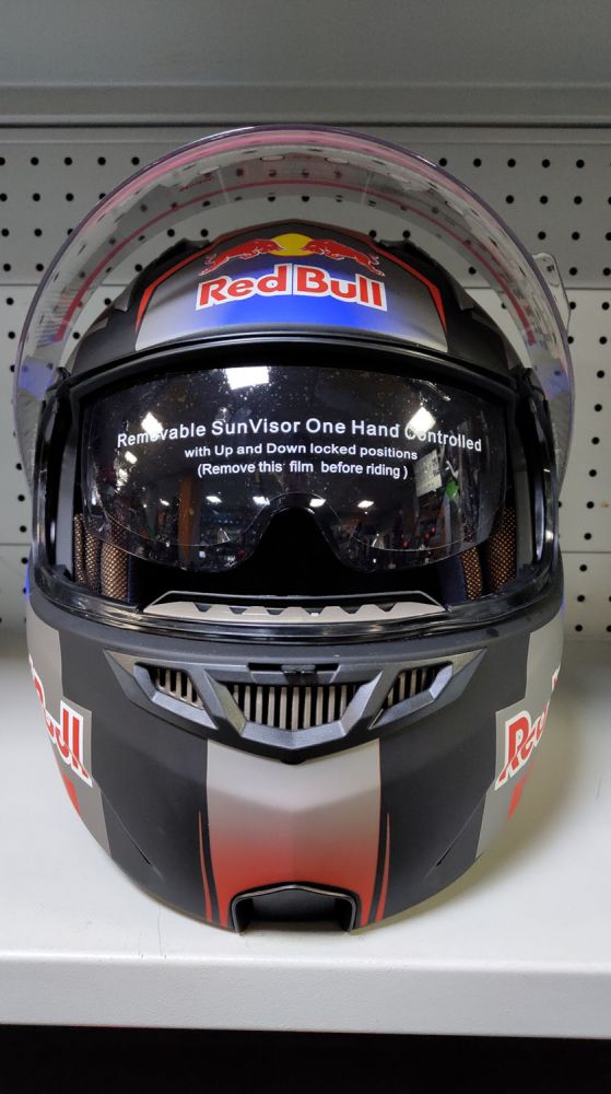 Мотошлем модуляр трансформер з додатковими окулярами Red Bull
