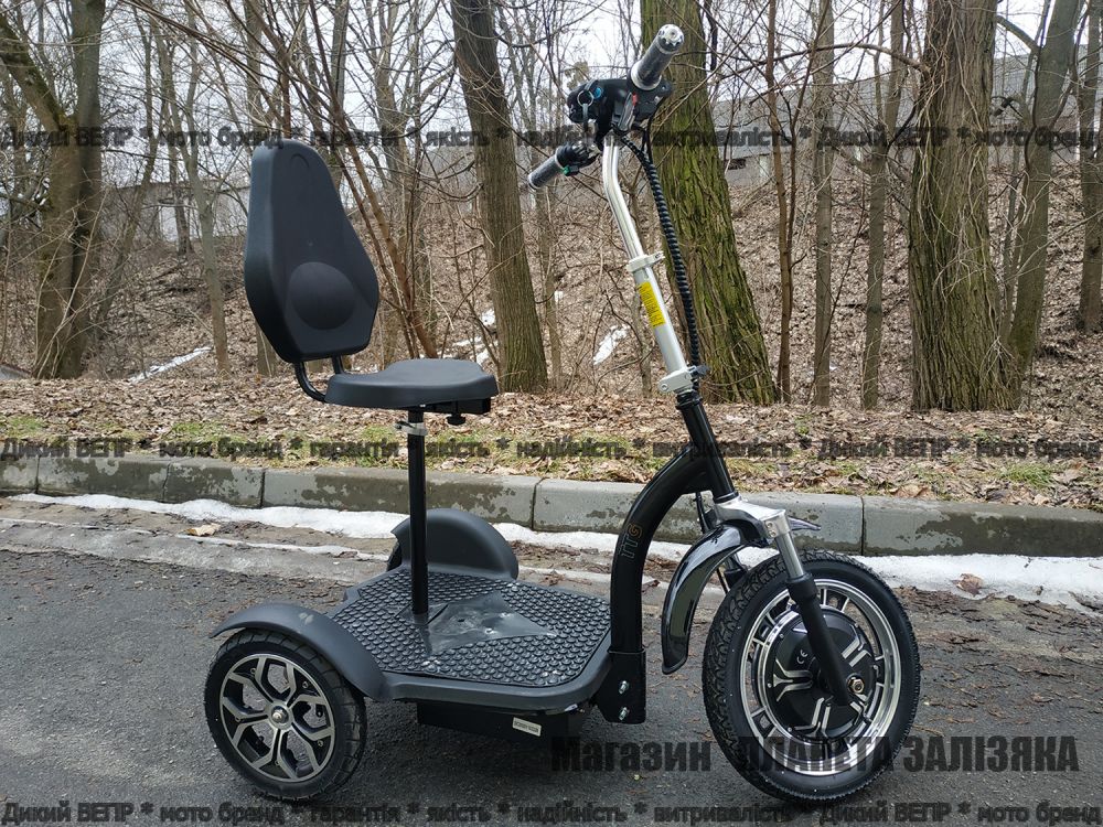 Электросамокат T06-3 48v 500W 12Ah - SM черный с сиденьем (сиденье - спинка)